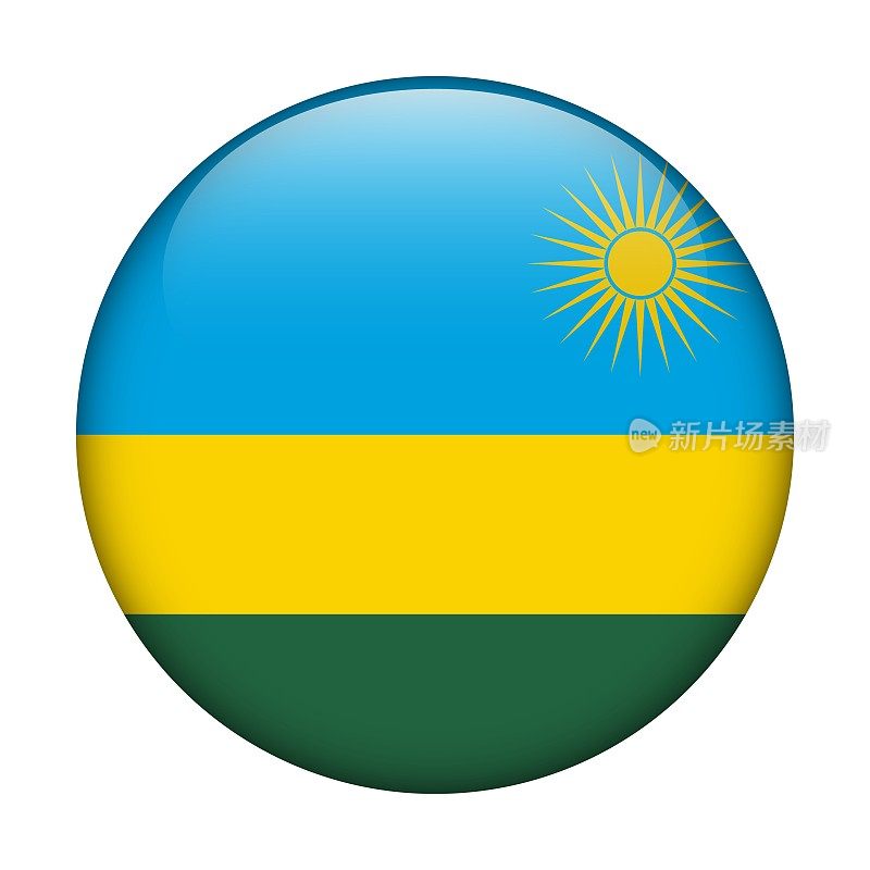 卢旺达国旗。矢量图标。用于web, app, ui的玻璃按钮。光滑的旗帜。